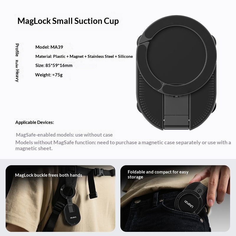 Magnetic Suction-Cup Carabiner Phone Holder