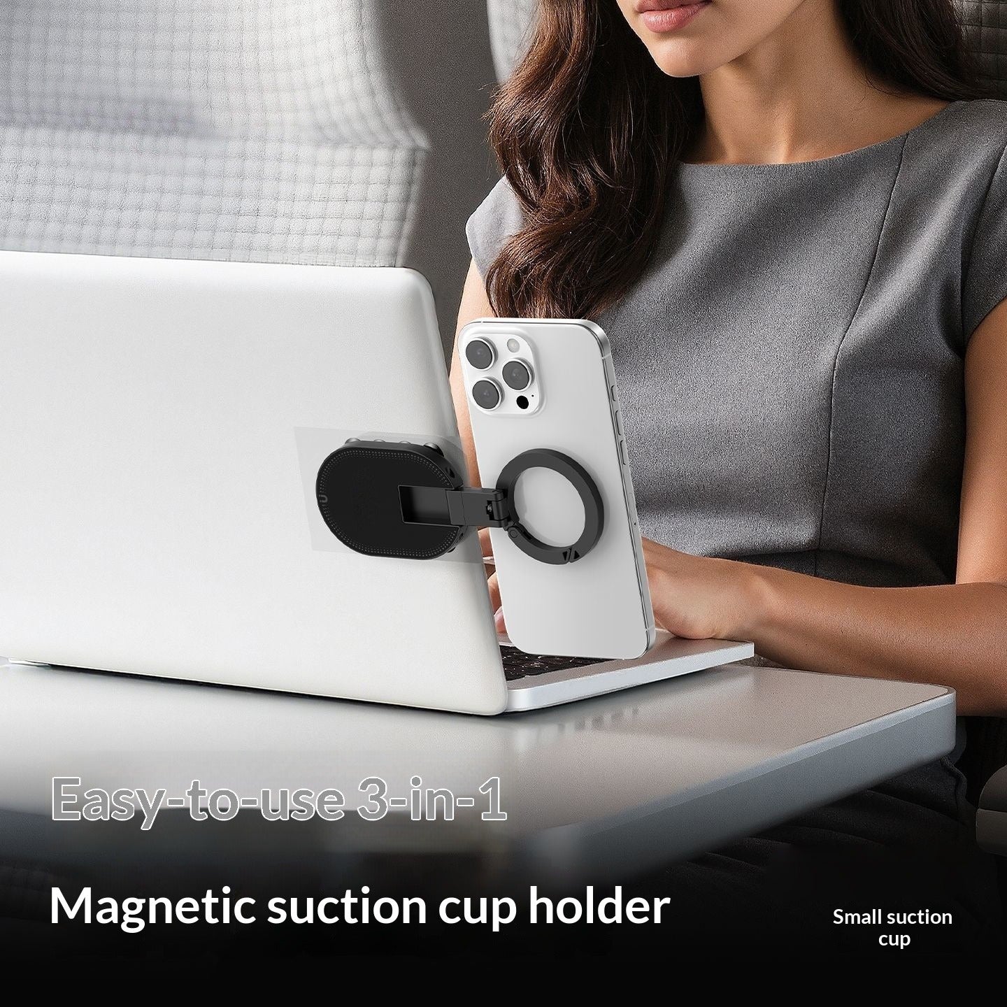 Magnetic Suction-Cup Carabiner Phone Holder